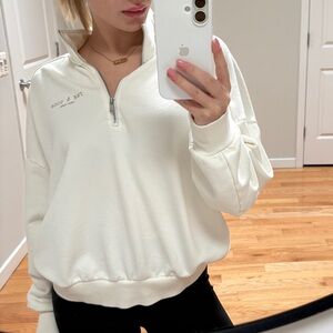 Women's White Half-Zip Sweatshirt